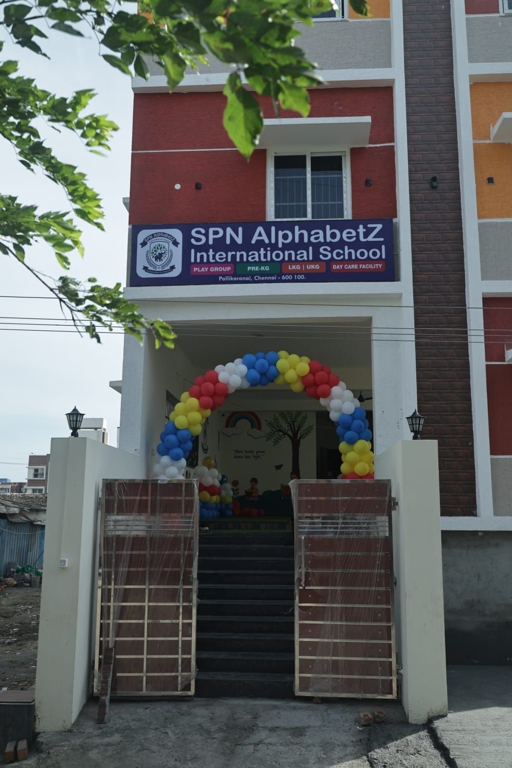The SPN AlphabetZ campus entrance, decorated for opening day