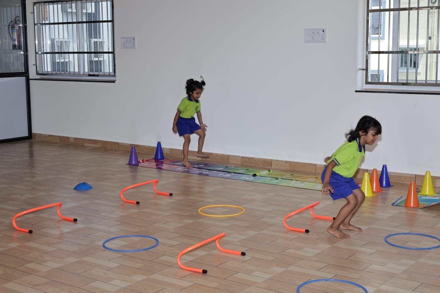 Students on the movement and agility obstacle course